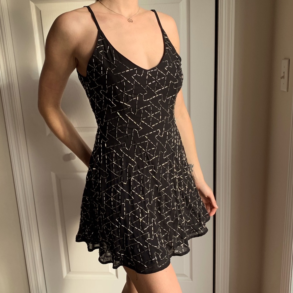 New True Decadence Beaded Black Silver dress